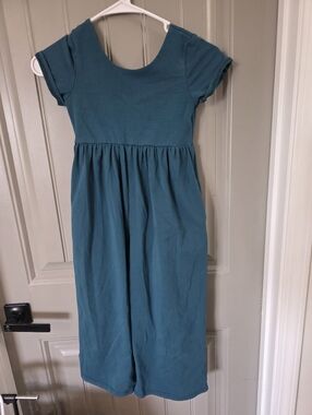 Girls Size 7 Dark Green Romper Short Sleeve Wide Leg Pants